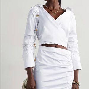 NWT Sergio Hudson Asymmetric Cotton Poplin Wrap Dress